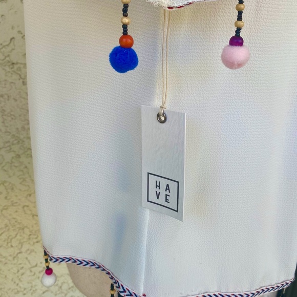 Have White Pom Pom Off The Shoulder Blouse SMALL - Picture 11 of 13